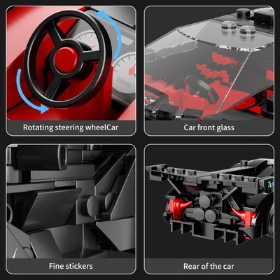 Mould King 27061 Technik Speed Champion Auto Bausteine Ei Sportwagen Klemmbausteine Rennwagen Bauspielzeug mit Acryl Vitrine Modellautos zum Sammeln (325 Teile)