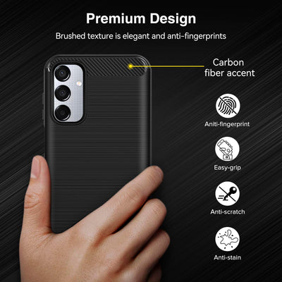 ivoler Hülle für Samsung Galaxy M15 5G mit 2 Stück Panzer Schutz Glas, Militärischer Stoßfest Handyhülle, Dünne Weiche TPU Silikon Kratzfest Schutzhülle Anti-Fingerabdruck Case, Schwarz