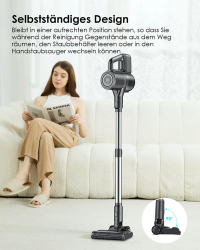 Staubsauger mit Wischfunktion, 40000Pa Akku Staubsauger kabellos, Saug und Wisch staubsauger mit starkem grün Licht, Akkusauger Freistehend, lange Laufzeit, leiser Staubsauger für Hartböden, Tierhaare