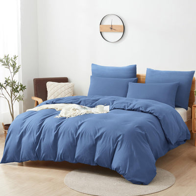 Sufdari Bettwäsche 135x200 Baumwolle Blau, 100% Baumwolle Bettbezug aus Atmungsaktive, Bettwäsche-Set mit 1 Kissenbezug 80x80 cm+1 Bettbezug mit Reißverschlus
