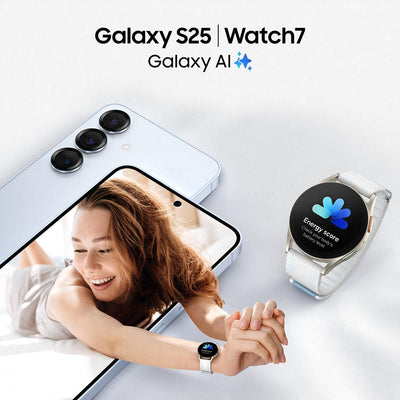 Samsung Galaxy S25 AI Smartphone mit Galaxy AI, 12 GB RAM, 128 GB Speicher, Silver Shadow, 3 Jahre Herstellergarantie + Galaxy Watch7 Smartwatch