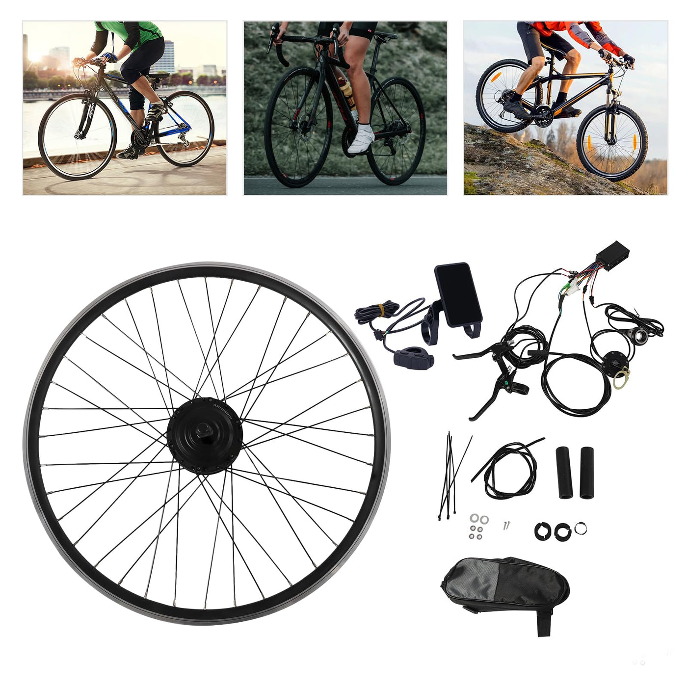 MIKIYUEER Elektrofahrrad Umbausatz 28/29 Zoll 700C E-Bike Conversion Kit 36V 250W Elektrofahrrad Vorderrad Umbausatz Motor E-Bike Conversion Kit,V-Bremse,Scheibenbremse