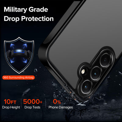 iVoler Hülle für Samsung Galaxy A35 5G mit 2 Stück Panzer Schutz Glas, [Militärstandard] Stoßfest [Kameraschutz] Handyhülle, Matt Durchscheinende Rückseite Anti-Fingerabdruck Schutzhülle Case, Schwarz