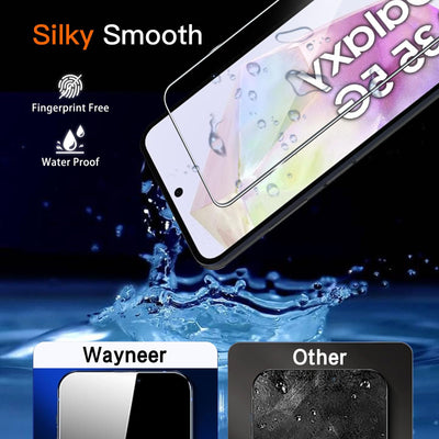 Wayneer Schutzfolie für Samsung Galaxy A35 5G für Panzerglas mit Rahmen Positionierhilfe, 3 Stück Panzer Schutz Glas & 3 Stück Kameraschutz, Anti-Kratzen Folie 9H Härte HD Panzerfolie