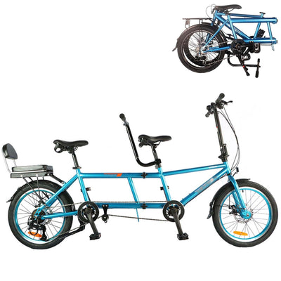 MAYFABD Tandem Beach Cruiser Fahrrad für Erwachsene Faltbares Tandem Beach Cruiser Fahrrad für Erwachsene Dreisitzer 7 Gang Maximale Belastung 300 kg Familienreisen und Paarfahrten,Schwarz