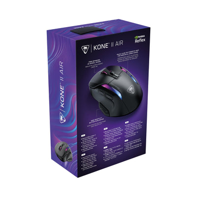 Turtle Beach Kone II Air – Kabellose, ergonomische RGB-Gaming-Maus, 350-Stunden-Akku, optischer 26K DPI Sensor, 21 programmierbare Funktionen, 4D-Free-Spin-Scroll-Rad, Schwarz