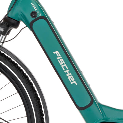 FISCHER E-Bike ATB Terra 4.0i Elektrofahrrad für Damen und Herren, RH 43, Mittelmotor 80, 36 V Akku, Adventure Green matt