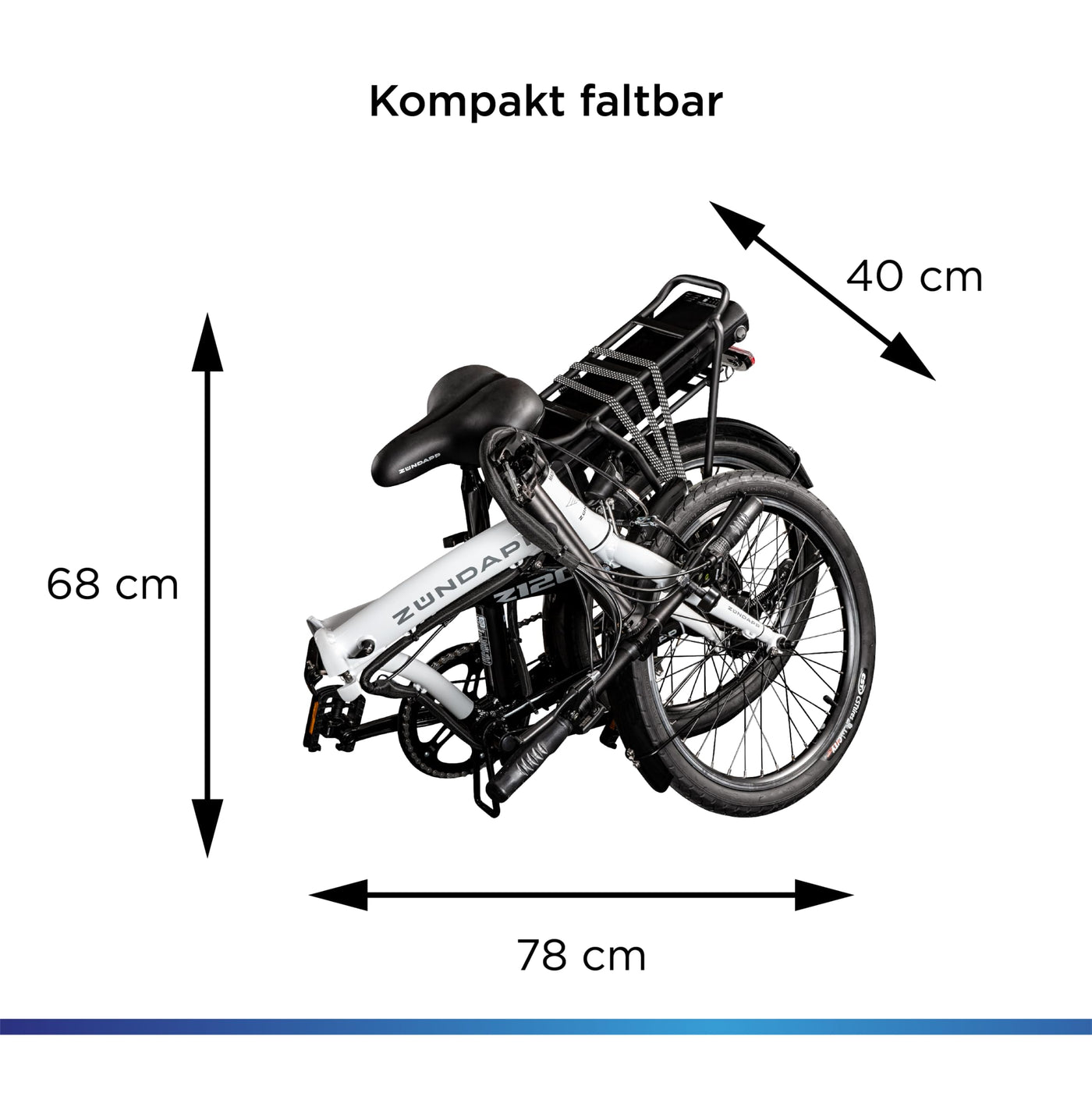 ZÜNDAPP Z120 20 Zoll E Bike Faltrad Damen Herren Elektrofahrrad klappbar Fahrrad Elektro Klapprad Ebike Pedelec E-Bike Erwachsene Klappfahrrad (schwarz/grau, 28 cm)