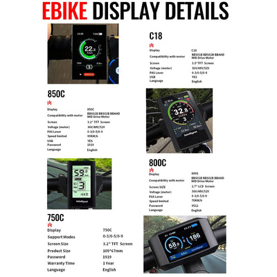BAFANG Display Elektrofahrrad LCD C965 Geschwindigkeitsmesser Ebike-Zubehör 24V 36V 48V 52V 5Pin Kompatibel BBS01B BBS02B BBSHD1000W Mittelmotor Elektrofahrrad-Umrüstsatz