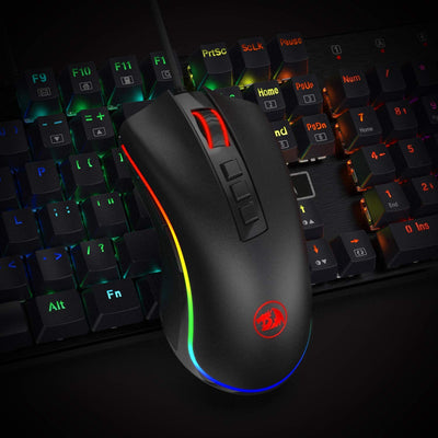 Redragon M711 Cobra Gaming Maus mit 16,8 Millionen RGB-Farben und Hintergrundbeleuchtung, 10.000 DPI Einstellbar, Komfortabler Griff, 7 Programmierbare Tasten, Schwarz
