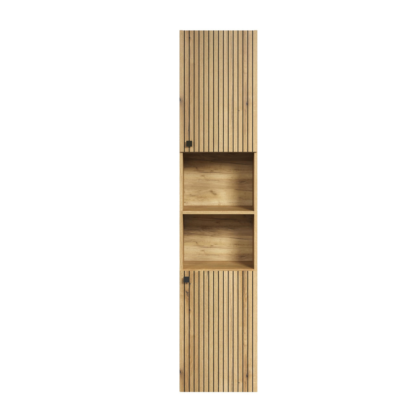 trendteam smart living - Hochschrank Schrank - Badezimmer - PureBliss - Aufbaumaß (BxHxT) 40 x 186 x 31 cm - Farbe Evoke Eiche mit schwarzen Rillen - 233710142