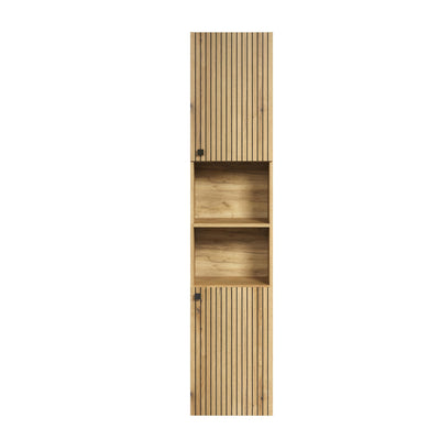 trendteam smart living - Hochschrank Schrank - Badezimmer - PureBliss - Aufbaumaß (BxHxT) 40 x 186 x 31 cm - Farbe Evoke Eiche mit schwarzen Rillen - 233710142