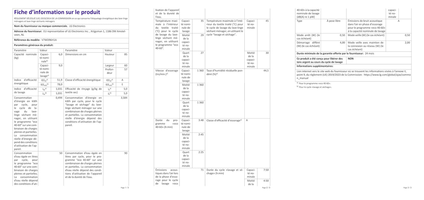 LG Electronics V7WD96H1A Waschtrockner mit AI DD | 9 kg Waschen | 6 kg Trocknen | 1400 U/Min | Steam | TurboWash 360° | Neue Wohlfühl-Trommel | Wi-Fi-Funktion | Weiß