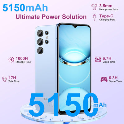OUKITEL C1 Pro Handy Ohne Vertrag Android 15, 16GB+256GB/1TB Smartphone Ohne Vertrag, 5150mAh Handys, 6.52" HD+, 13MP Kamera Simlockfreie Handys, Gemini AI/Dual 4G SIM 3 Steckplatz/Fingerprint