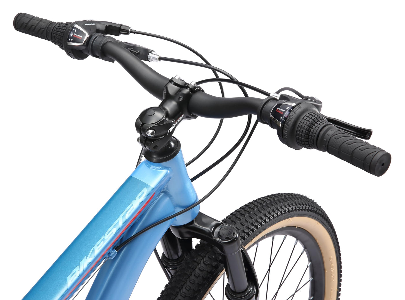 BIKESTAR Kinder Fahrrad Mountainbike 21 Gang Shimano, Scheibenbremse ab 8 Jahre | 24 Zoll Kinderrad MTB | Blau