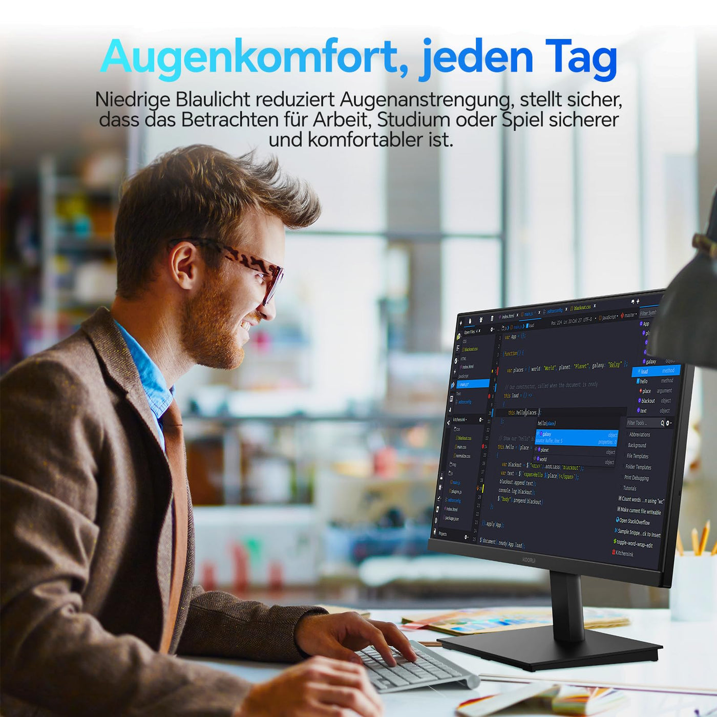 KOORUI E2412F 24 Zoll Monitor, FHD 1920 x 1080 100Hz PC Monitor, HDMI 1.4, Eye Care Bildschirm, 5ms GtG 5° bis 15° neigbar, VESA 100 x 100mm