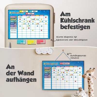 Smart Panda Belohnungstafel für Kinder – 80+ AUFGABEN + 380 Magnete - Belohnungssystem für Verantwortung - Montessori Aufgabenplaner, Magnettafel, Routinchen Wochenplaner Kinder, ab 3 4 5 6 7 8 Jahre