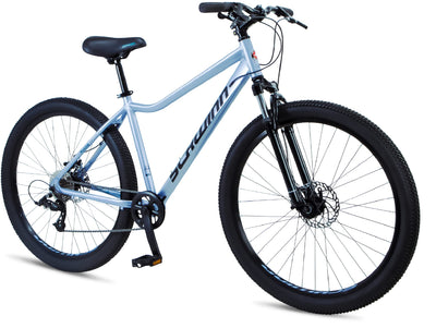 Schwinn Fleet Mountainbike für Damen, 27,5-Zoll-Reifen, 17-Zoll-Rahmen aus Leichtmetalllegierung, Gabelfederung, 9 Gänge, Scheibenbremsen, Hellblau