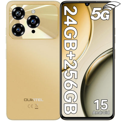 OUKITEL C6 5G Smartphone Ohne Vertrag, 24GB RAM+256GB/1TB ROM Handy Ohne Vertrag, 6.8'' HD+90Hz, 5150mAh, Android 15 Simlockfreie Handys, 50MP Kamera Smartphone, Dual 5G SIM/GPS/Face ID/Fingerabdruck