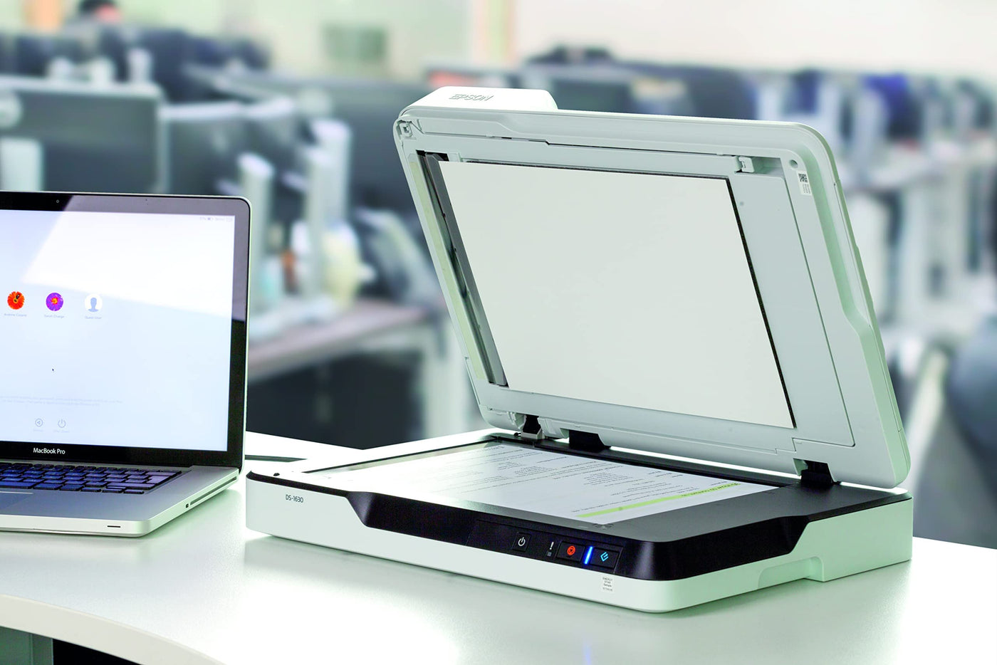 Epson WorkForce DS-1630 DIN A4 Dokumentenscanner (Scanner, kleine Standfläche, Dokumenteneinzug, Duplex, Drei-Pass, 600dpi, USB 3.0)