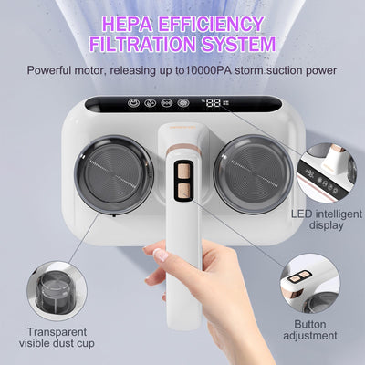 Yaasier Milbensauger für matratzen mit LED-Anzeige, 80000 RPM/Min Milbenstaubsauger mit UV-Licht und Staubmilben-Sensor, Antimilben-Staubsauger entfernt 99,9% für Matratze Sofa Bett