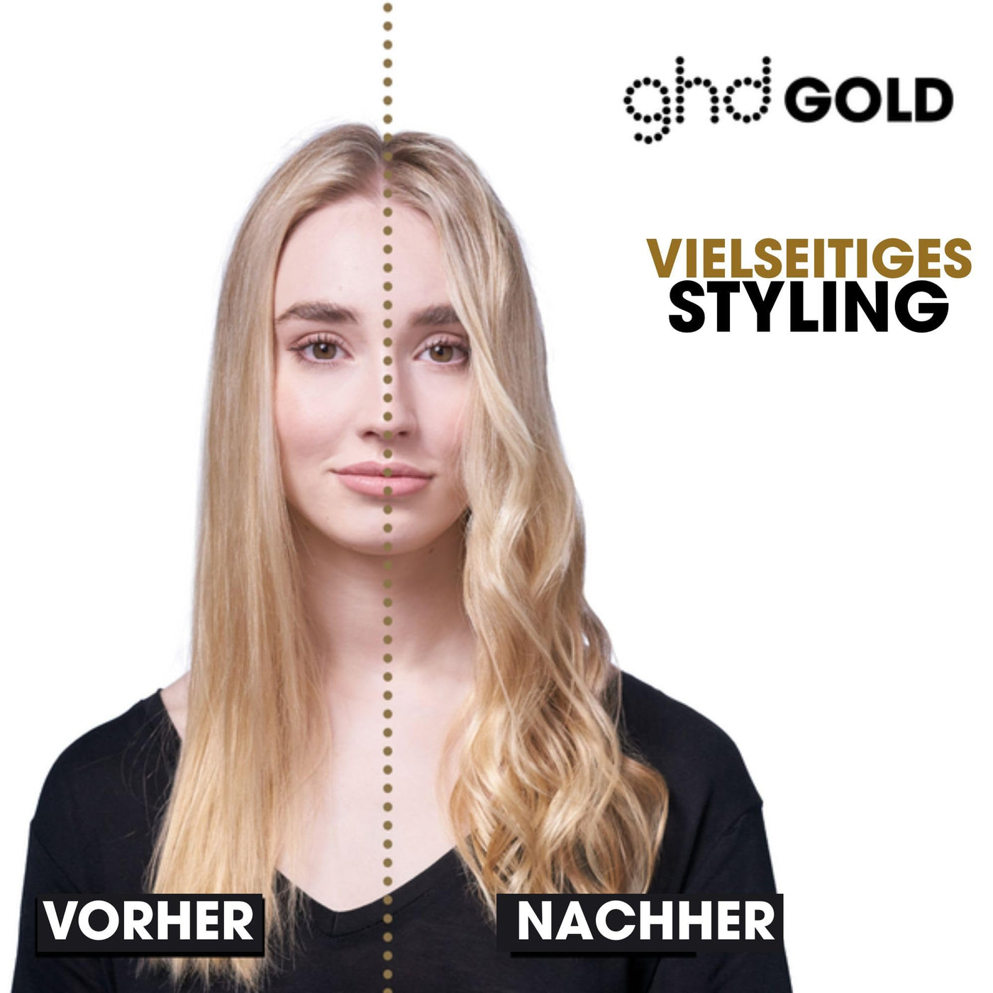 ghd Gold Glätteisen & Styler in Schwarz - Professionelles Styling, Für Sleekes, Glattes Haar mit Mehr Glanz - Profi-Ergebnisse ohne extreme Hitzebelastung - Für Alle Haartypen