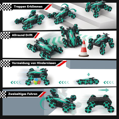 Ferngesteuertes Auto, 1:16 Auto mit Fernbedienung ab 5 6 8 Jahre, 2,4 GHz Stunt Auto Ferngesteuert mit Handsteuerung ab 6 Jahre, 8 Räder, Sprühnebel-LED-Musik, Spielzeug ab 4 5 6 7 8 9 Jahre Junge