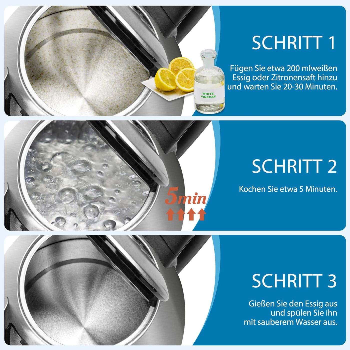 Aigostar King - Wasserkocher Edelstahl 1,7 liter, Elektrischer Wasserkocher mit Kalkfilter, LED Beleuchtung Wasserstandsanzeige, 2200 Watt, Verdecktes Heizelement, Abschaltautomatik, BPA frei