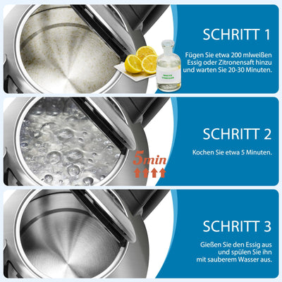 Aigostar King - Wasserkocher Edelstahl 1,7 liter, Elektrischer Wasserkocher mit Kalkfilter, LED Beleuchtung Wasserstandsanzeige, 2200 Watt, Verdecktes Heizelement, Abschaltautomatik, BPA frei