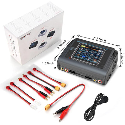 HTRC T240 Duo RC Balance Ladegerät/Entlader für Lilon LiPo Life LiHV NiCd NiMH PB Smart Batterie Dual-Multi-Ladegerät AC 150W / DC 240W 10A