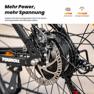 Touroll U1 E-Bikes, 26/29 Zoll E Bike Herren Damen mit Abnehmbarer 36V 13Ah Akku, 250W Motor MTB, E-Mountainbike mit 21 Gang, Elektrofahrrad Reichweite über 65KM, CST Off-Road-Reifen