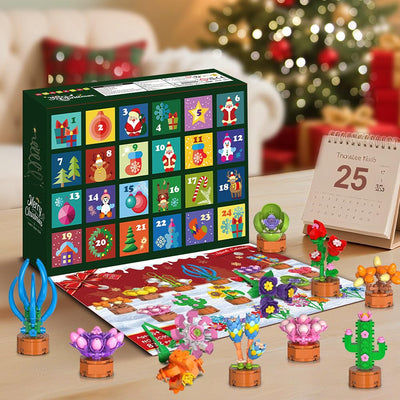 HOGOKIDS Adventskalender 2025 Blumen 3.6 Mini Bausatz - 24 Tage Weihnachten Countdown Sukkulenten Botanische Bauspielzeug, Adventskalender Bausteine Geschenk für Erwachsene Kinder Jungen Mädchen 6+