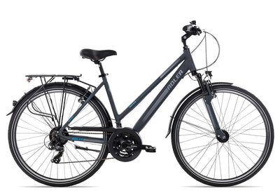 Adler Verona Trapez Damenrad 28 Zoll 21 Gang Trekkingrad aus Aluminium, Farbe:Darkgrey matt/Grey Blue, Rahmengröße:55 cm, Laufradgröße:28 Zoll