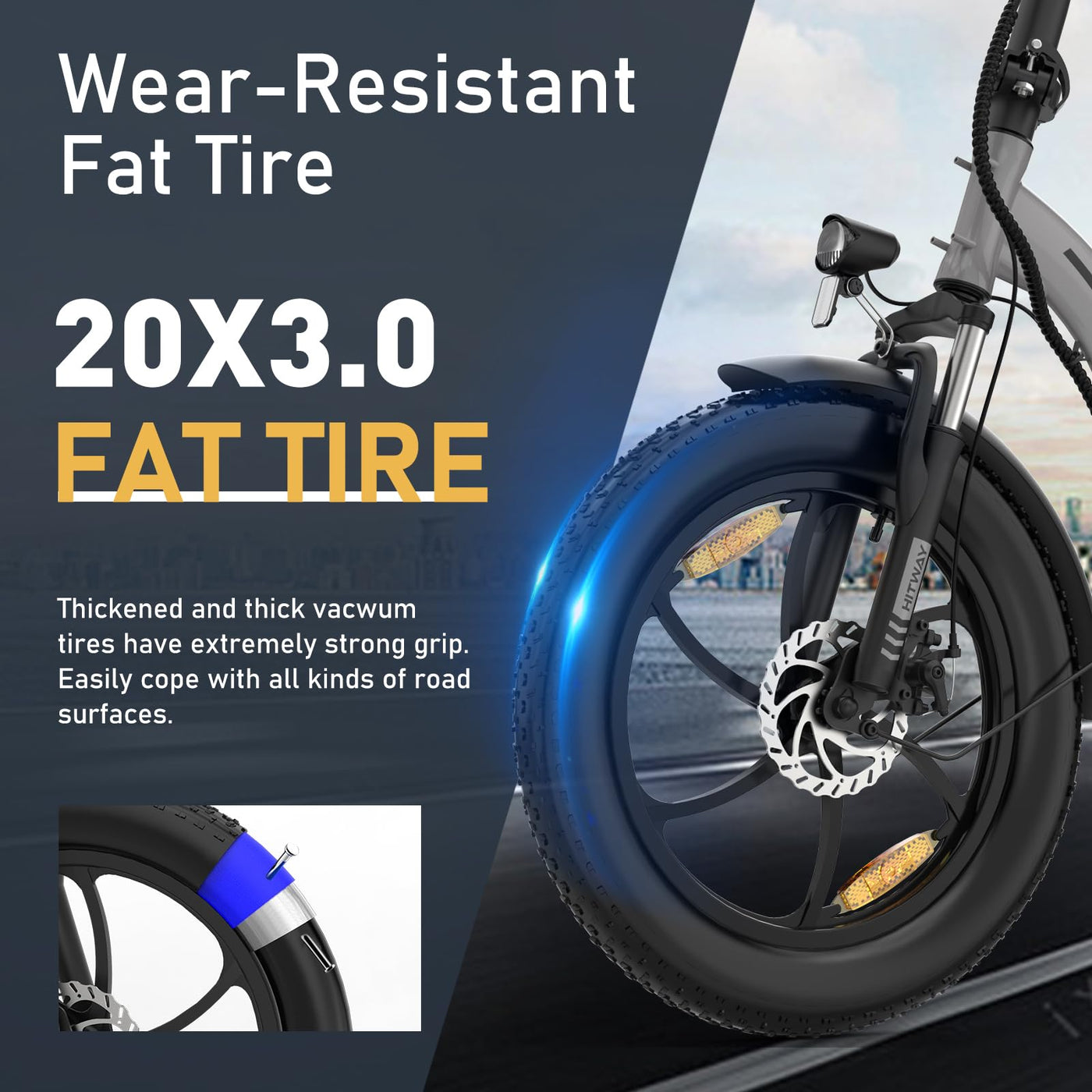 HITWAY E Bike Elektrofahrrad E-Bike Klapprad20 Fat Tire E-Fahrrad klapprad,12Ah Lithium-Akku,für Lange Reichweite bis 35-90km, Off-Road Mountainbike mit 7 Gängen,City E-Bike Herren Damen BK6S 2025