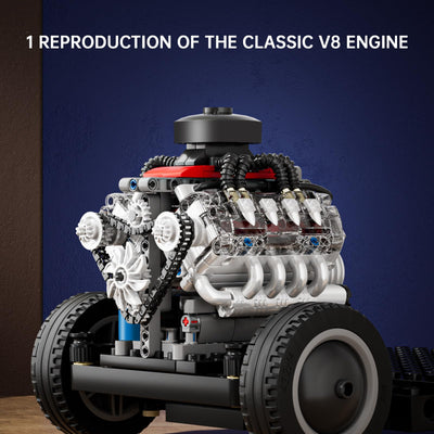 Mould King 10171 Technik V8 Motor Bausatz Bausteine Klemmbausteine Motor LSX454 V-8 Engine Kit Klemmbausteine Benzinmotor Modell für Auto LKW Fans(487 Teile)