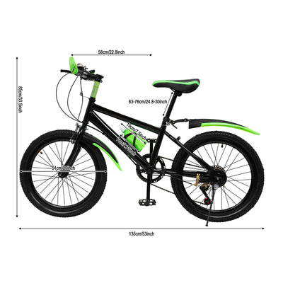 NeNchengLi 20 Zoll Kinder Fahrrad Jungen Mädchen Fahrrad Rad Mountainbike 7 Gänge Erwachsener Jugendlicherfahrrad Bike (Grün)