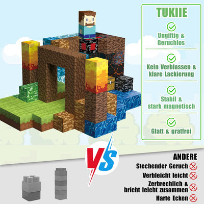 TUKIIE Magnetische Bausteine 160 Stück 1" Magnetbausteine Magnetspielzeug Magnetspiele Bauspielzeug für Jungen Mädchen ab 3 Jahren, Magnetic Blocks Magnetblöcke Kreative Spielzeug Geschenke Kinder