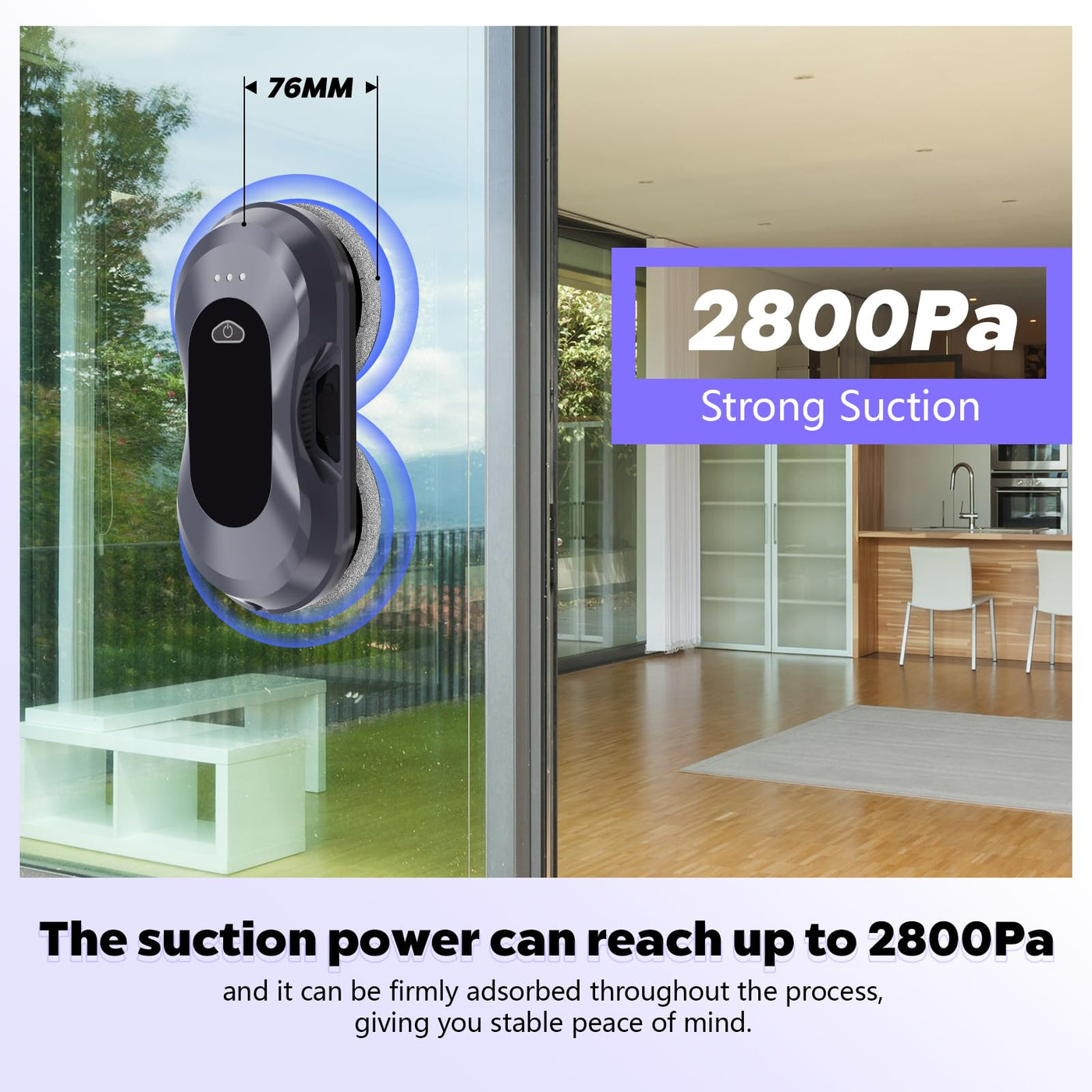 AHWOiHS Fensterputzroboter, Fensterputzer Elektrisch Automatischer Fensterroboter mit Wassersprühfunktion in Zwei Richtungen Fensterreinigungsroboter Fensterreiniger Roboter für Große Außenfenster