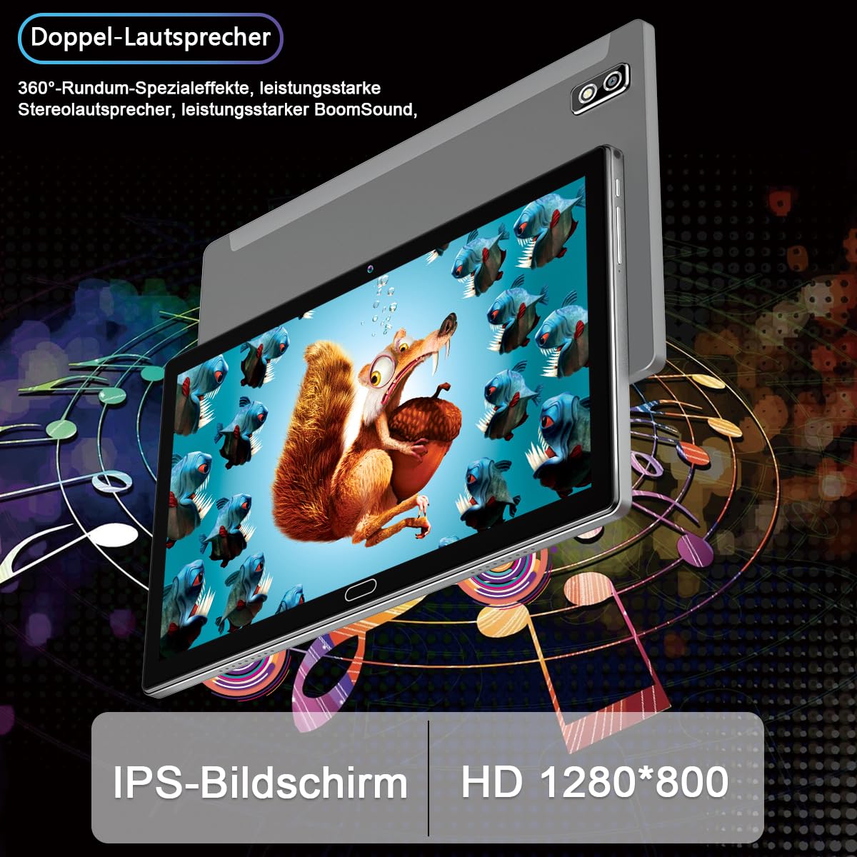 KADYBE 2025 Neueste Android Tablet 10 Zoll,2-in-1 Tablet Mit 2 SIM Slots 1 SD, 64GB ROM TF 512GB,Octa-Core,Tablets PC mit Tastatur Maus Schutzhülle,1080 LCD,5MP+13MP,WiFi GPS OTG-Typ C(Grau)