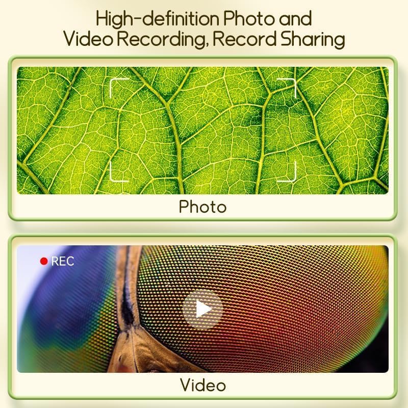 Handy-Mikroskop für Kinder, Ashfly 200X tragbares Taschenmikroskop, 2,0" IPS-Bildschirm USB Microscope LED Lights -Anschluss an PC, Mini-Mikroskop draussen ab 3 Jahren-Orange(Bildungsgeschenk)