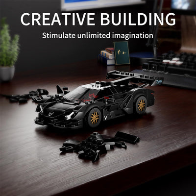 Mould King 27061 Technik Speed Champion Auto Bausteine Ei Sportwagen Klemmbausteine Rennwagen Bauspielzeug mit Acryl Vitrine Modellautos zum Sammeln (325 Teile)