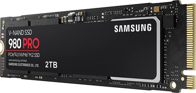 Samsung 980 PRO NVMe M.2 SSD, 2 TB, PCIe 4.0, 7.000 MB/s Lesen, 5.000 MB/s Schreiben, Interne SSD für Gaming und Videobearbeitung, MZ-V8P2T0BW