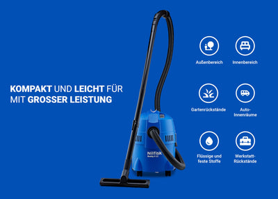 Nilfisk Buddy II 12L Nass- & Trockensauger für Haus, Garten und Auto | Nass Trockensauger für drinnen und draußen (1200 W)