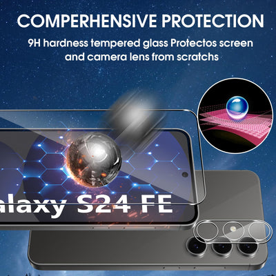 Lutree für Samsung Galaxy S24 FE 5G für Panzerglas Schutzfolie, 3+3 Stück Schutzglas + Kameraschutz Panzerfolie, 9H Härte HD Displayschutz Bläschenfrei Anti- Kratzer Displayfolie
