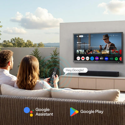 SYLVOX 32 Zoll Outdoor TV, IP55 wasserdichte Smart Google TV mit 1500 Nits Helligkeit, 1080P FHD, Wetterfester Outdoor Fernseher für Garten, Terrasse, Balkon (Pool SE 2025)