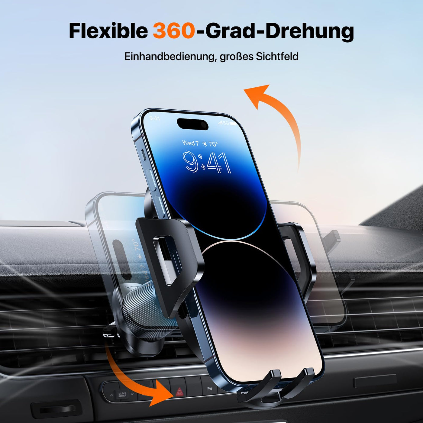 Miracase Handyhalterung Auto【2025 Neuester Doppelhaken】 Universal Handyhalter Auto Lüftung,360 Grad Drehung KFZ Handyhalterung für iPhone 17/16/15/14/13 Pro Max Plus/Samsung und 4-7 Zoll Smartphone