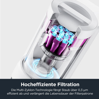 EUREKA E10s DE Saug- & Wischroboter + beutelloser Multi-Zyklon-Absaugstation (4000Pa, Auto Teppicherkennung & Auto Mop Lifting, LiDAR-Navigation, ideal gegen Tierhaare, App- & Sprachsteuerung) weiß