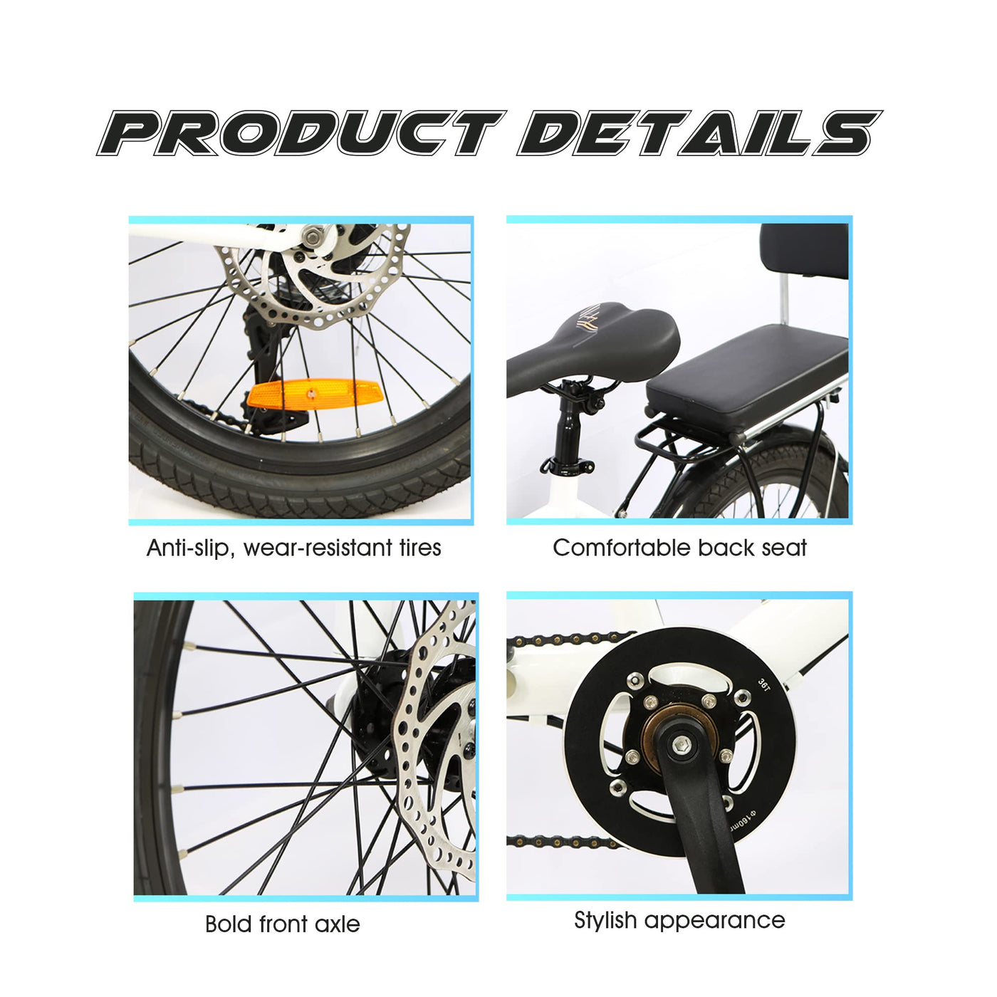 Royare Klassisches Tandem Beach Cruiser Fahrrad für Erwachsene, Faltbares Dreisitzer, 7-Gang, Maximale Belastung 200 kg,210x35x110cm/110x35x62 cm, Blue, Einheitsgröße
