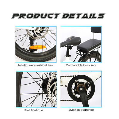 Royare Klassisches Tandem Beach Cruiser Fahrrad für Erwachsene, Faltbares Dreisitzer, 7-Gang, Maximale Belastung 200 kg,210x35x110cm/110x35x62 cm, Blue, Einheitsgröße