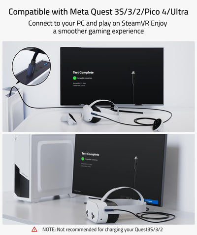 Syntech Link Kabel 5M, Kompatibel mit Oculus Meta Quest 3/3S, Quest2/1/Pro und Pico 4, PC Steam VR Zubehör, High Speed Datenübertragung, USB 3.0 zu USB C Kabel für VR und Gaming PC, Schwarz